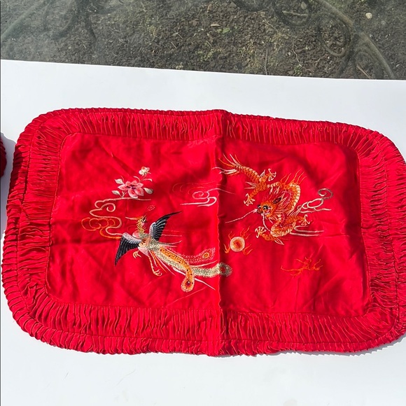 Vintage silk pillow shams pair